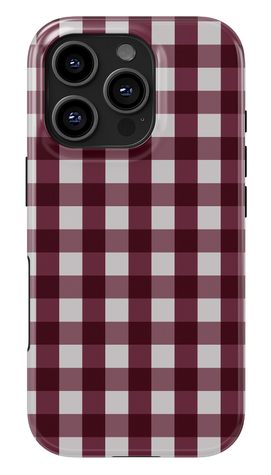Burgundy Gingham Glossy Armoured Case