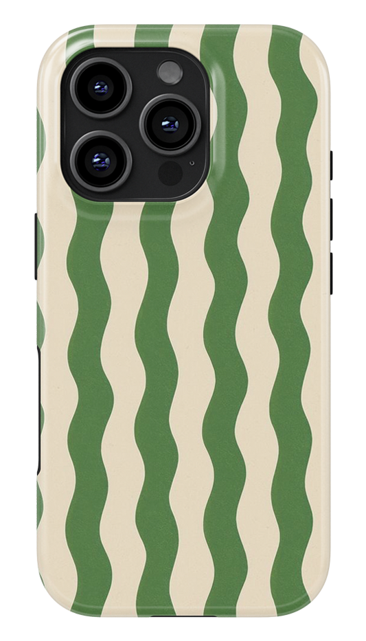 🟢 Olive Wave Glossy Armoured Cases
