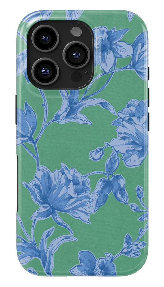 Blue Floral Glossy Armoured Case