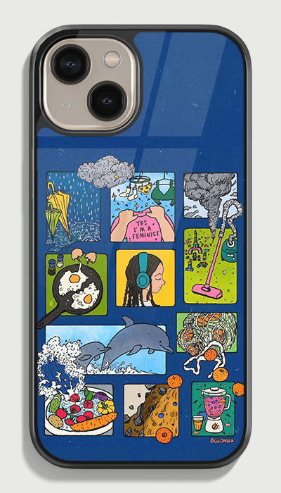 Blue moodboard Glass case