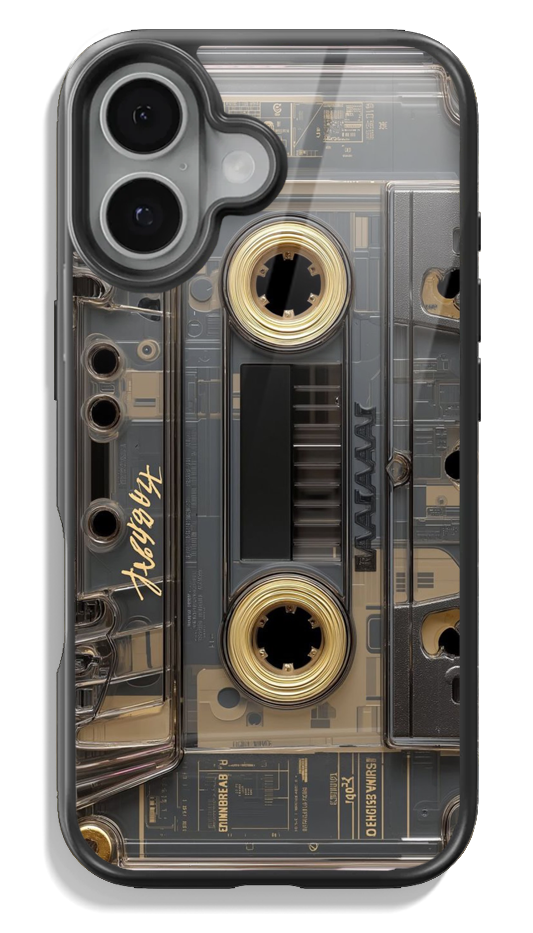 🖤 Smokey Black / Gold Cassette Glass case